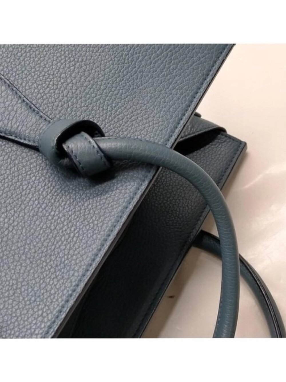 Authentic Celine Cabas Phantom Leather Tote Bag w/ Pouch Blue - Picture 9 of 16